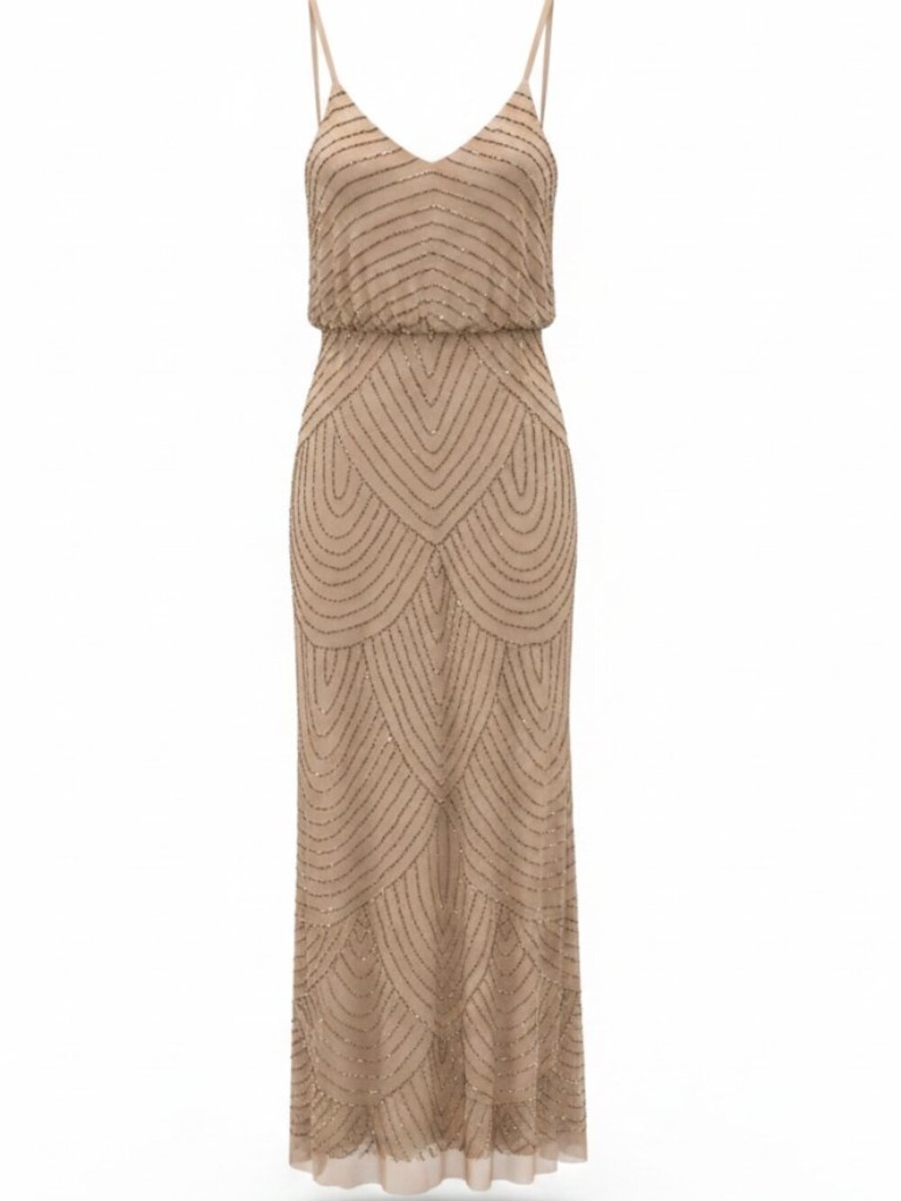 Adrianna Papell TAUPE/PINK Art Deco Gown